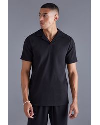 BoohooMAN - Regular Fit Heavy Pleated Revere Polo - Lyst