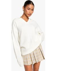 Boohoo - Tonal Check Pleated Micro Mini Skirt - Lyst
