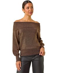 Roman - Bardot Sparkly Knit Jumper - Lyst