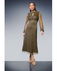 PRINCIPLES - Keyhole Detail Sparkle Plisse Jersey Midi Dress - Lyst