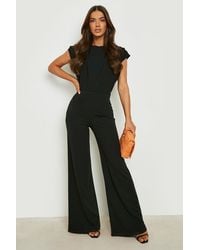 Boohoo - Ruched Detail Wide Leg Jumpsuit - Lyst