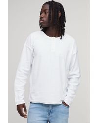 BoohooMAN - Regular Fit Henley Fine Knitted Long Sleeve T-Shirt - Lyst