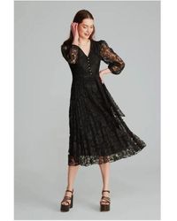 GUSTO - Pleated Lace Evening Dress - Lyst