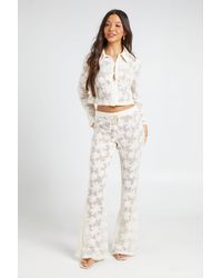 Boohoo - Ditsy Crochet Flare Trousers - Lyst