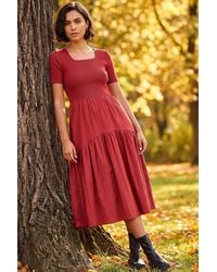 Roman - Knit Woven Mix Midi Dress - Lyst