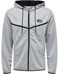 ONLY - Contrast Piping Hooded Regular Sweat Jacket Melange) - Lyst
