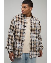 BoohooMAN - Oversized Badge Applique Checked Shirt - Lyst
