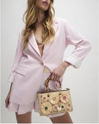 River Island - Raffia Gem Flower Tote Bag - Lyst