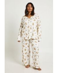 Boohoo - Plus Bears And Bows Print Long Sleeve Shirt & Trouser Pyjama Set - Lyst