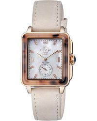 Gv2 - Bari Tortoise Rg Case Mother Of Pearl Dial Suede Strap Watch - Lyst