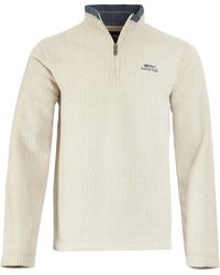 Weird Fish - Grid Embroidered Eco Fleece Quarter Zip - Lyst