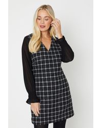 Oasis - Petite Chiffon Sleeve Check Boucle Dress - Lyst