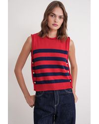 MixRay - Striped Knit Top With Button Detail - Lyst