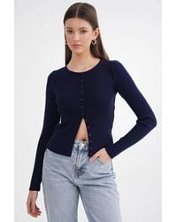 MixRay - Buttoned Slim Fit Ribbed Knit Cardigan - Lyst