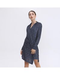 Smart & Joy - Korte Fluwelen Jurk Met Gedrapeerd Effect En Vrijheidsafdruk - Lyst