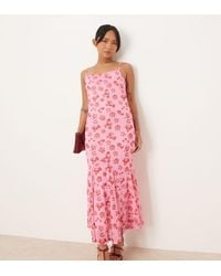 Vila - Mesh Square Neck Cami Maxi Dress - Lyst