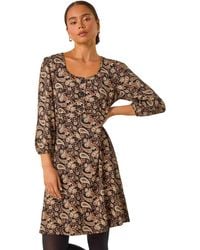 Roman - Petite Paisley Print Button Stretch Dress - Lyst