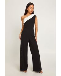 Boohoo - Petite Mono Wide Leg Jumpsuit - Lyst