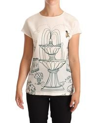 Dolce & Gabbana - White Silk Garden Fountain T-shirt Blouse - Lyst