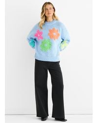 Gini London - Floral Crochet Chunky Knit Oversized Jumper - Lyst