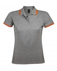 Sol's - Ladies Pasadena Tipped Short Sleeve Pique Polo Shirt Marl/ Cotton - Lyst