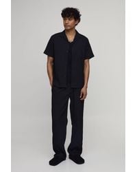 BoohooMAN - Regular Fit Irregular Pleat Texture Short Sleeve Shirt And Relaxed Trouser Set - Lyst