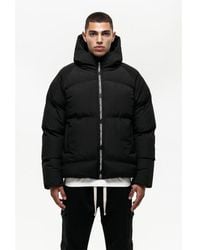 Good For Nothing - Black Funnel Neck Hooded Puffer Jacket With Branded Zip - Lyst