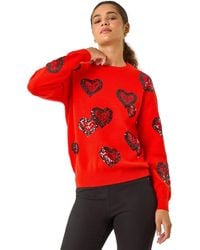 Roman - Heart Sequin Detail Knit Jumper - Lyst