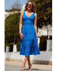 Sosandar - Sapphire Luxe Lace Ruffle Hem Dress - Lyst