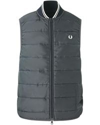 Fred Perry - X Lavenham Gesteppte Blaue Gilet Jacke - Lyst