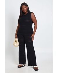 Boohoo - Plus Crochet Knit Longline Top And Trouser Co-Ord - Lyst