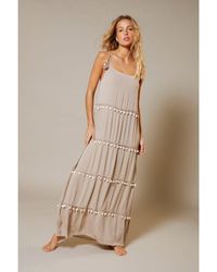 Warehouse - Crinkle Viscose Shell Tiered Maxi Dress - Lyst