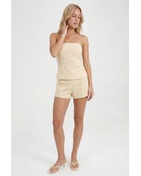 Boohoo - Linen Look Structured Bandeau Top - Lyst