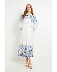 Wallis - Floral Belted Midi Shirt Dress - Lyst