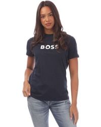 BOSS - Dames C_elogo Blouse In Navy - Lyst