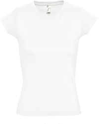 Sol's - Ladies Moon V Neck Short Sleeve T-Shirt Cotton - Lyst
