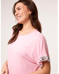 Blue Vanilla - Sequin Trim Oversized Top - Lyst