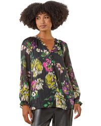 Roman - Metallic Floral Print Blouse - Lyst