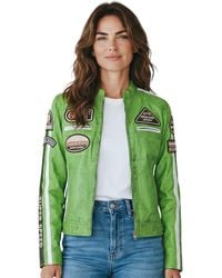 Infinity Leather - Biker Racing Badges Jacket-Incheon Lamb Leather - Lyst