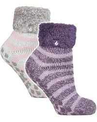 Heat Holders - 2 Pack Ladies Soft Lounge Socks With Grips - Lyst