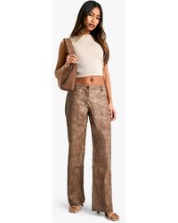 Boohoo - Low Rise Washed Pu Straight Leg Trouser - Lyst