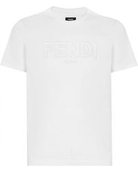 Fendi - T-shirt Met Zigzaglogo In Wit - Lyst