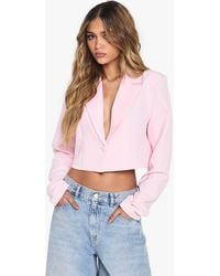 Boohoo - Basic Woven Relaxed Fit Crop Blazer - Lyst