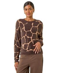 Roman - Fluffy Animal Print Knit Jumper - Lyst