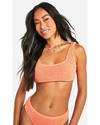 Boohoo - Premium Crinkle Scoop Bikini Top - Lyst