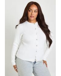 Boohoo - Plus Cinched Button Down Compact Knit Cardigan - Lyst