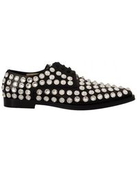 Dolce & Gabbana - Leather Crystals Lace Up Formal Shoes - Lyst