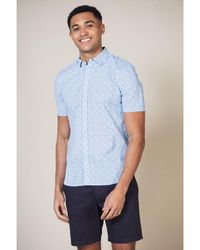 French Connection - Patterned Cotton Short Sleeve Shirt - Lyst