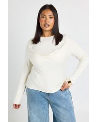 Boohoo - Plus Drape Panel Long Sleeve Top - Lyst