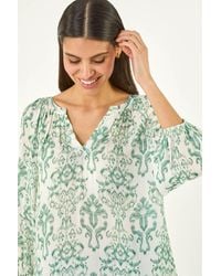 Roman - Ikat Print V-Neck Tunic Top - Lyst
